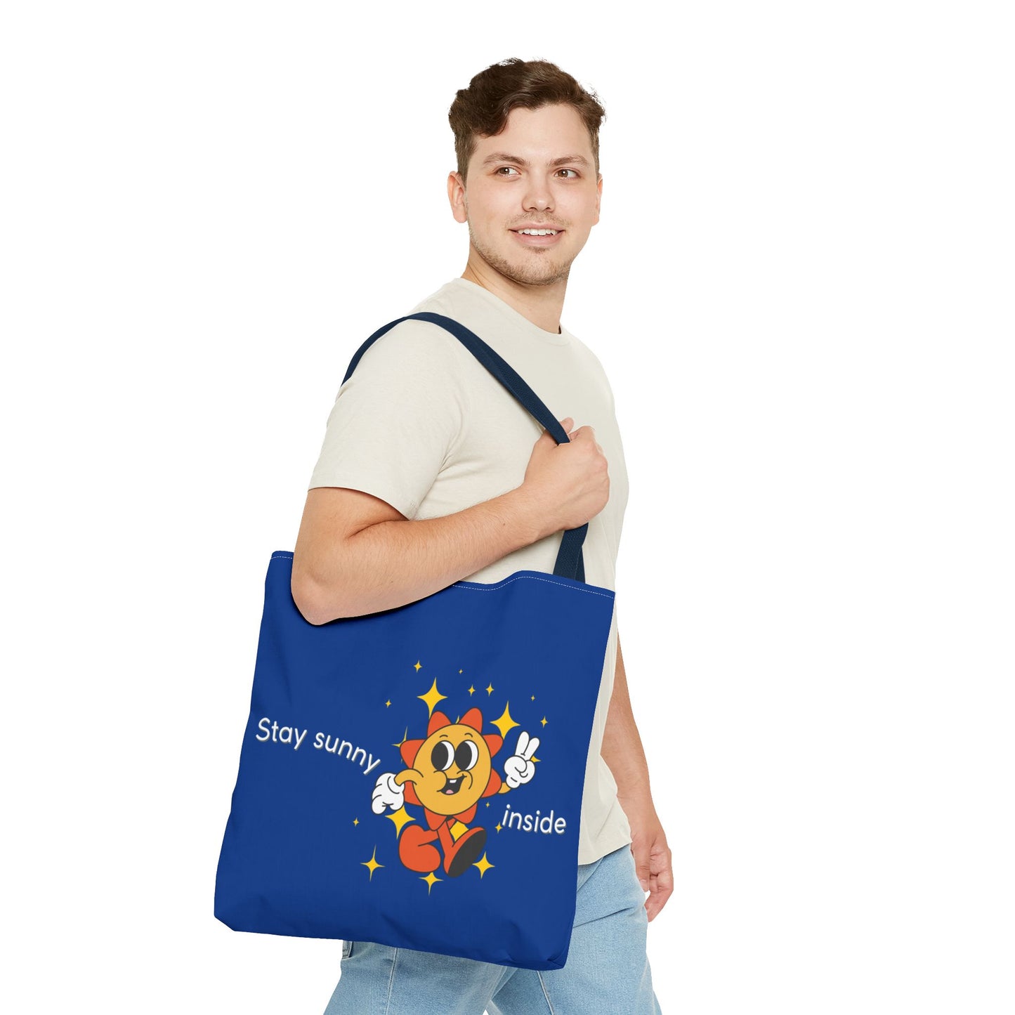 "Stay Sunny Inside" Cute Sunshine Cartoon Tote Bag
