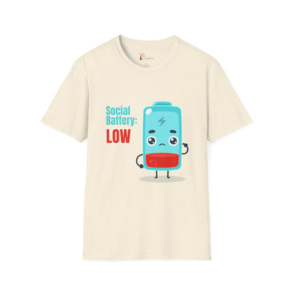 Social Battery Low Unisex T-Shirt - Funny Quirky Graphic Tee