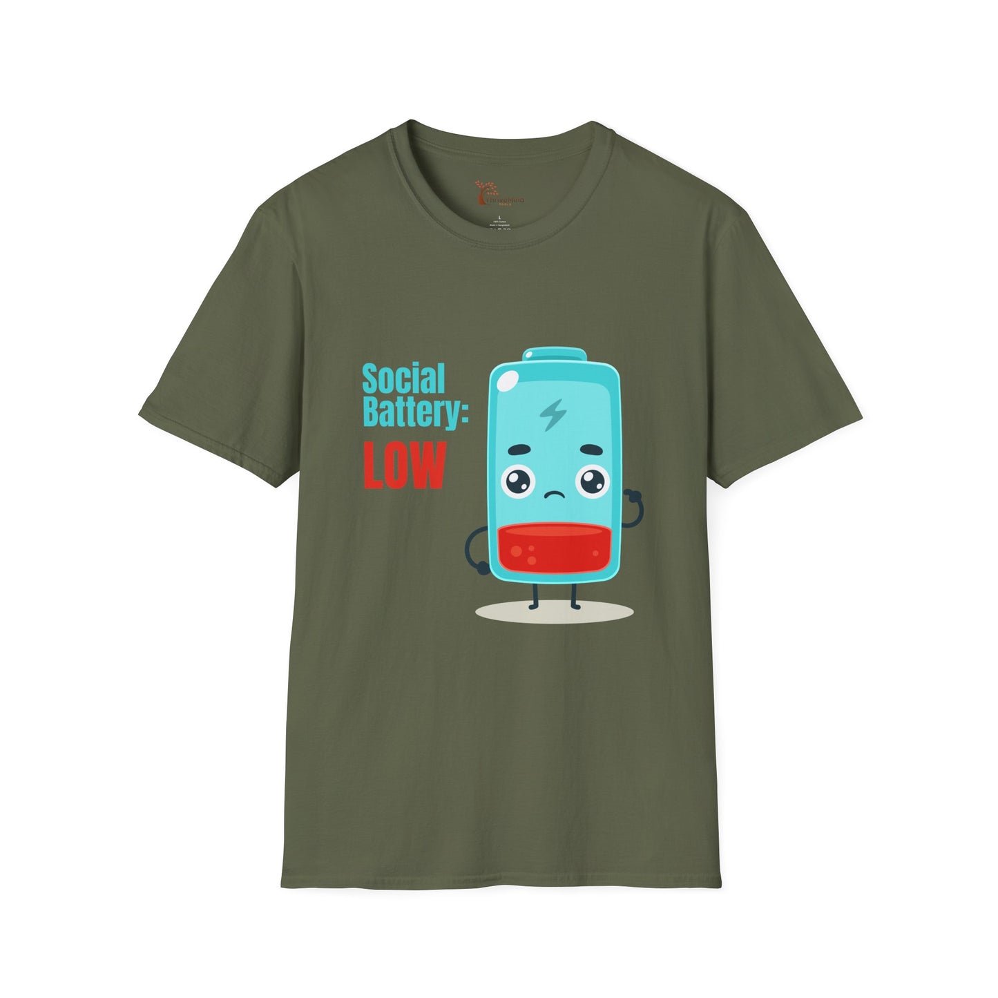 Social Battery Low Unisex T-Shirt - Funny Quirky Graphic Tee