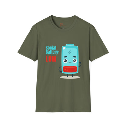 Social Battery Low Unisex T-Shirt - Funny Quirky Graphic Tee
