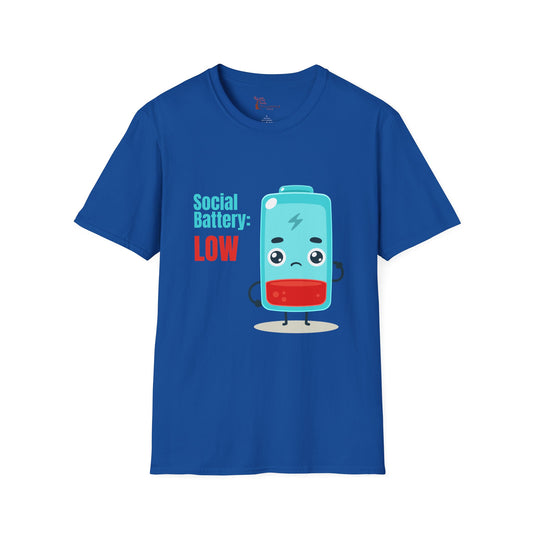 Social Battery Low Unisex T-Shirt - Funny Quirky Graphic Tee