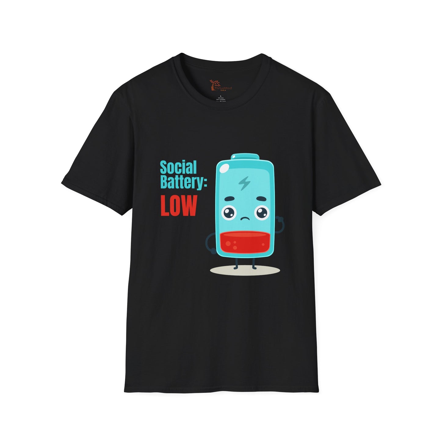 Social Battery Low Unisex T-Shirt - Funny Quirky Graphic Tee