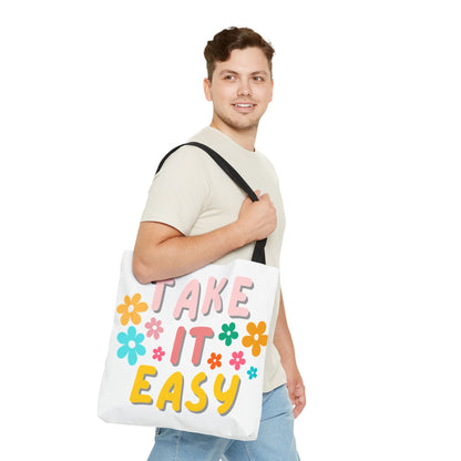 "Take It Easy" Floral Tote Bag