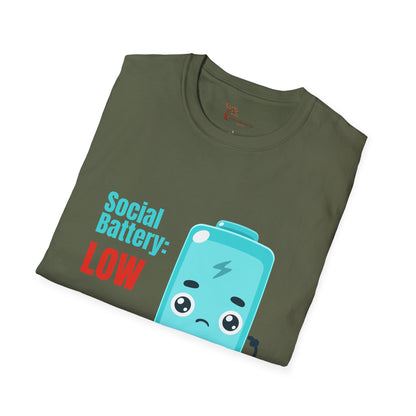 Social Battery Low Unisex T-Shirt - Funny Quirky Graphic Tee