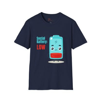 Social Battery Low Unisex T-Shirt - Funny Quirky Graphic Tee