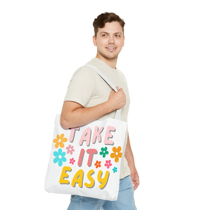 "Take It Easy" Floral Tote Bag