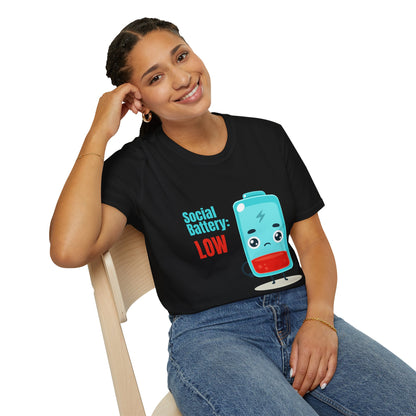 Social Battery Low Unisex T-Shirt - Funny Quirky Graphic Tee